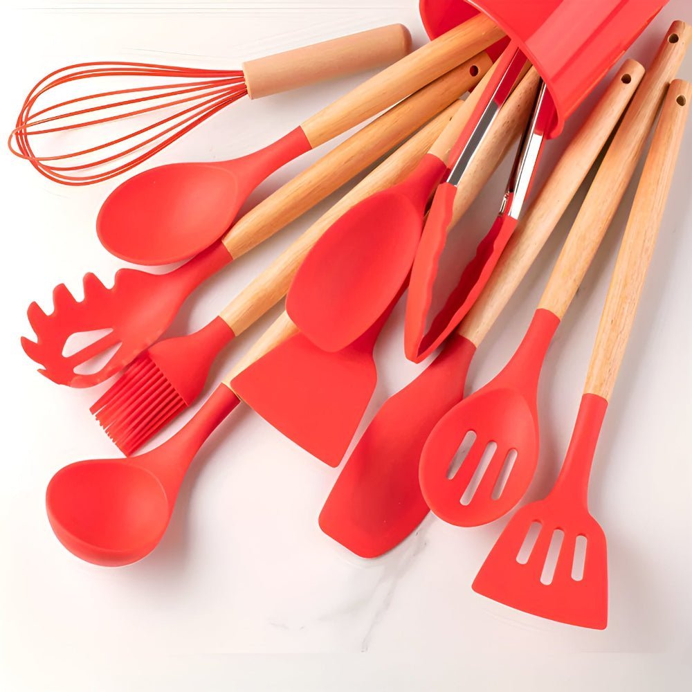 12 - Piece Silicone Kitchen Utensil Set with Bamboo Handles - Home by Lorena