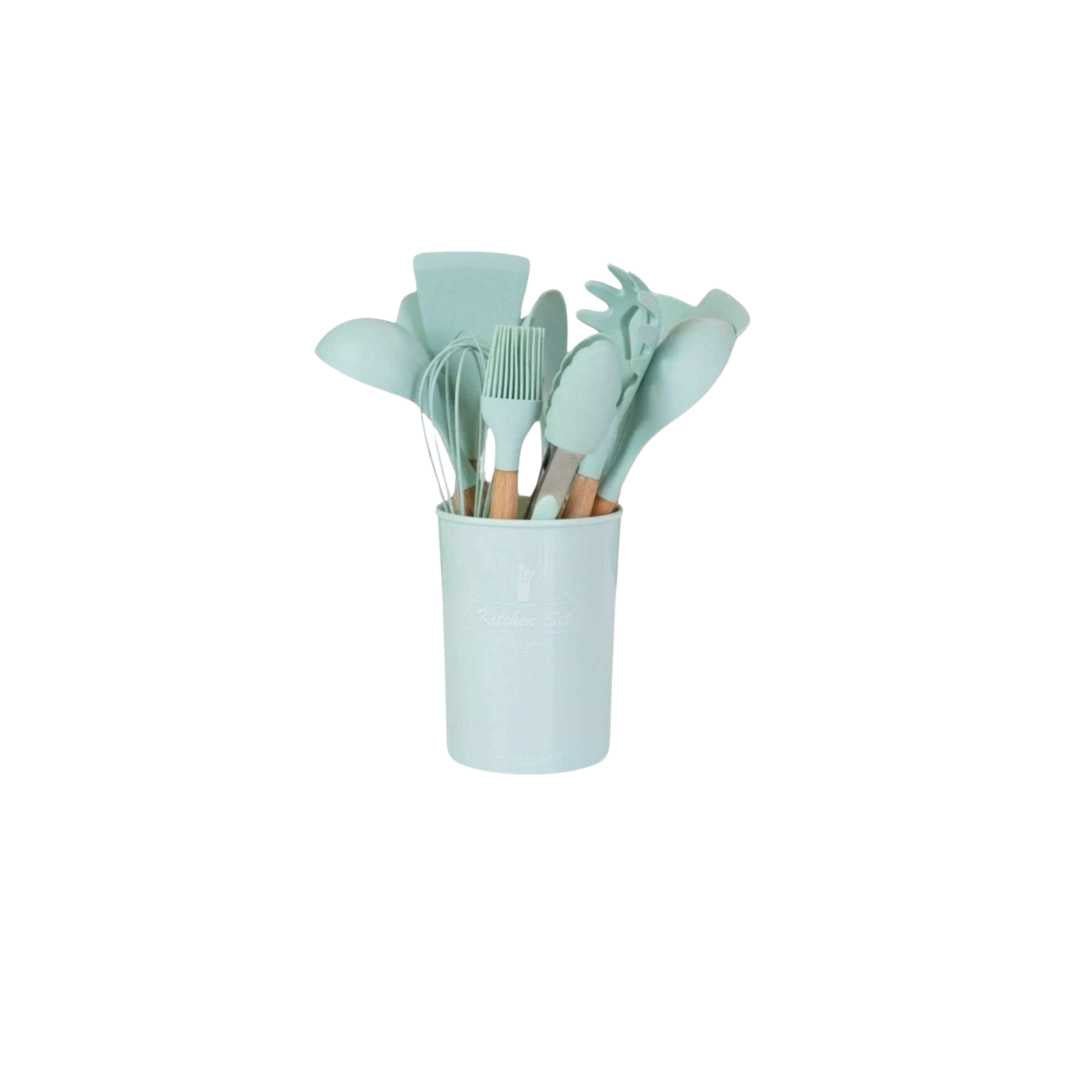 12 - Piece Silicone Kitchen Utensil Set with Wooden Handles - Home by Lorena