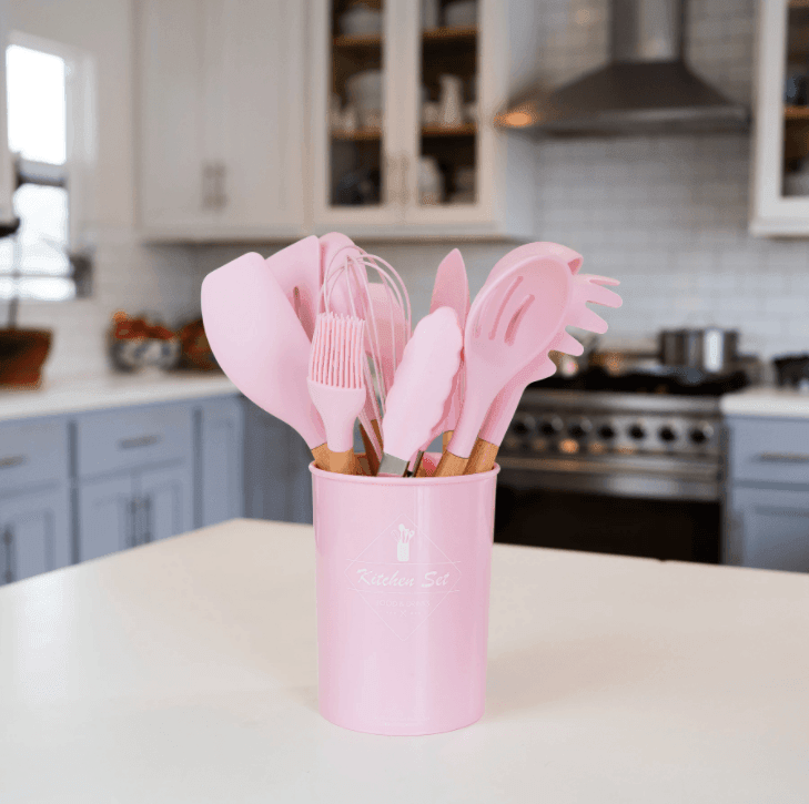 12 - Piece Silicone Kitchen Utensil Set with Wooden Handles - Home by Lorena