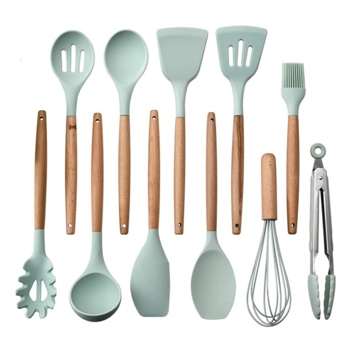 12 - Piece Silicone Kitchen Utensil Set with Wooden Handles - Home by Lorena