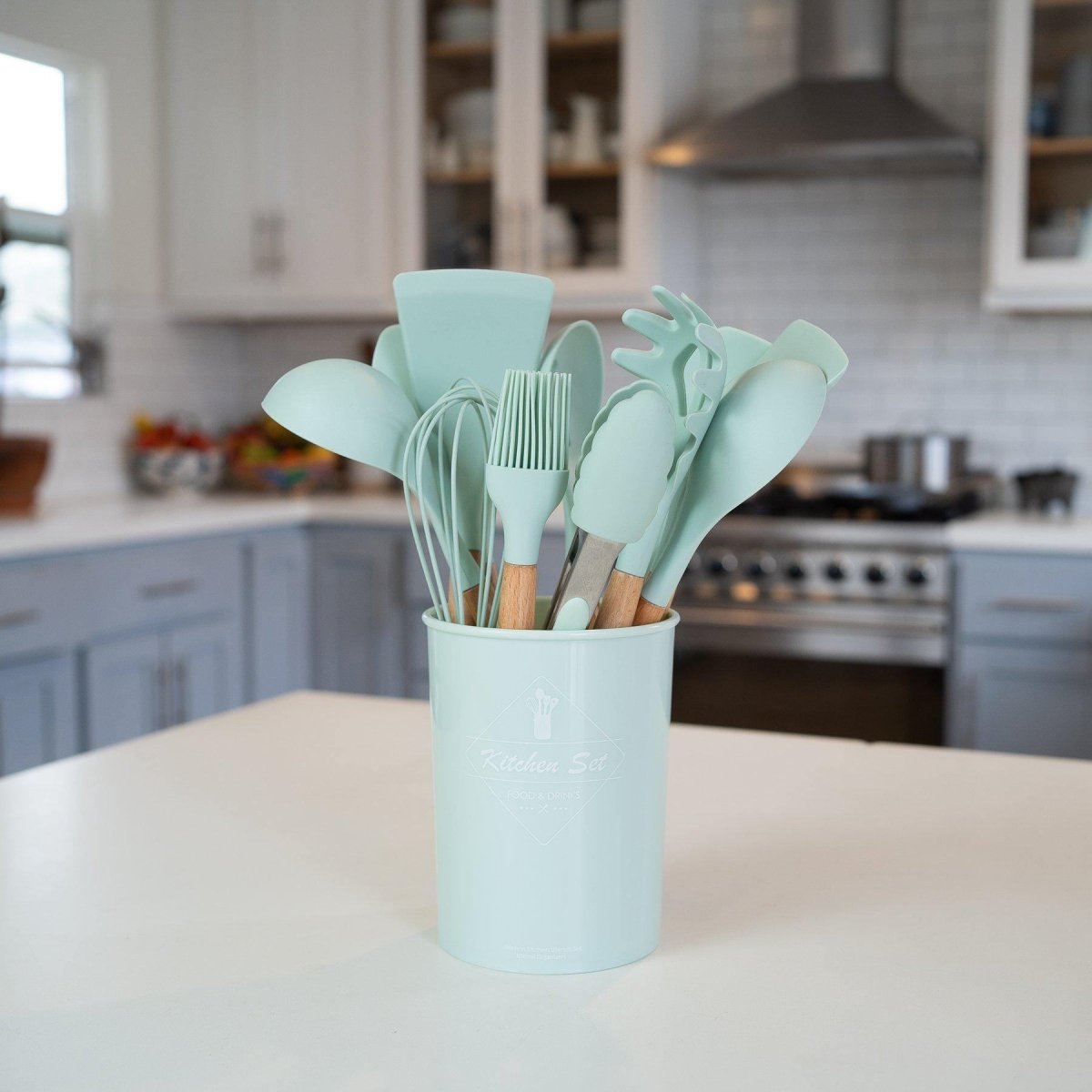 12 - Piece Silicone Kitchen Utensil Set with Wooden Handles - Home by Lorena