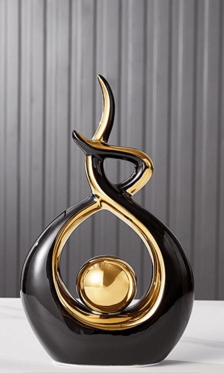 Abstract Ceramic Sculpture with Gold Detailing - Home by Lorena