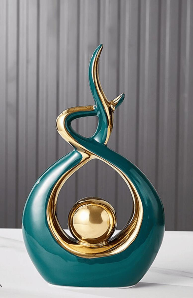 Abstract Ceramic Sculpture with Gold Detailing - Home by Lorena