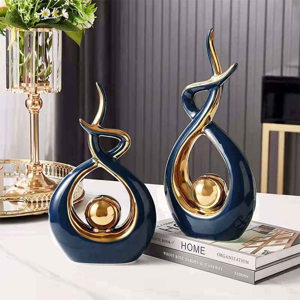 Abstract Ceramic Sculpture with Gold Detailing - Home by Lorena