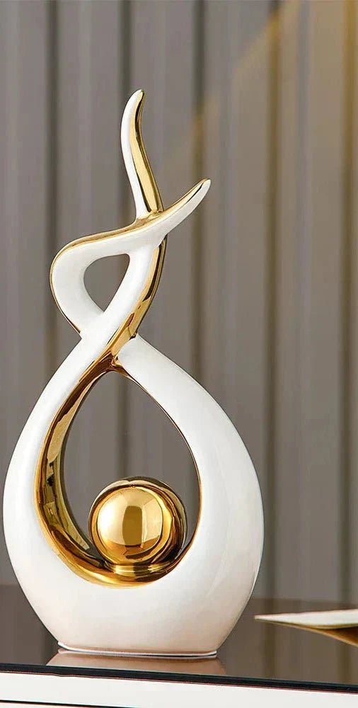 Abstract Ceramic Sculpture with Gold Detailing - Home by Lorena