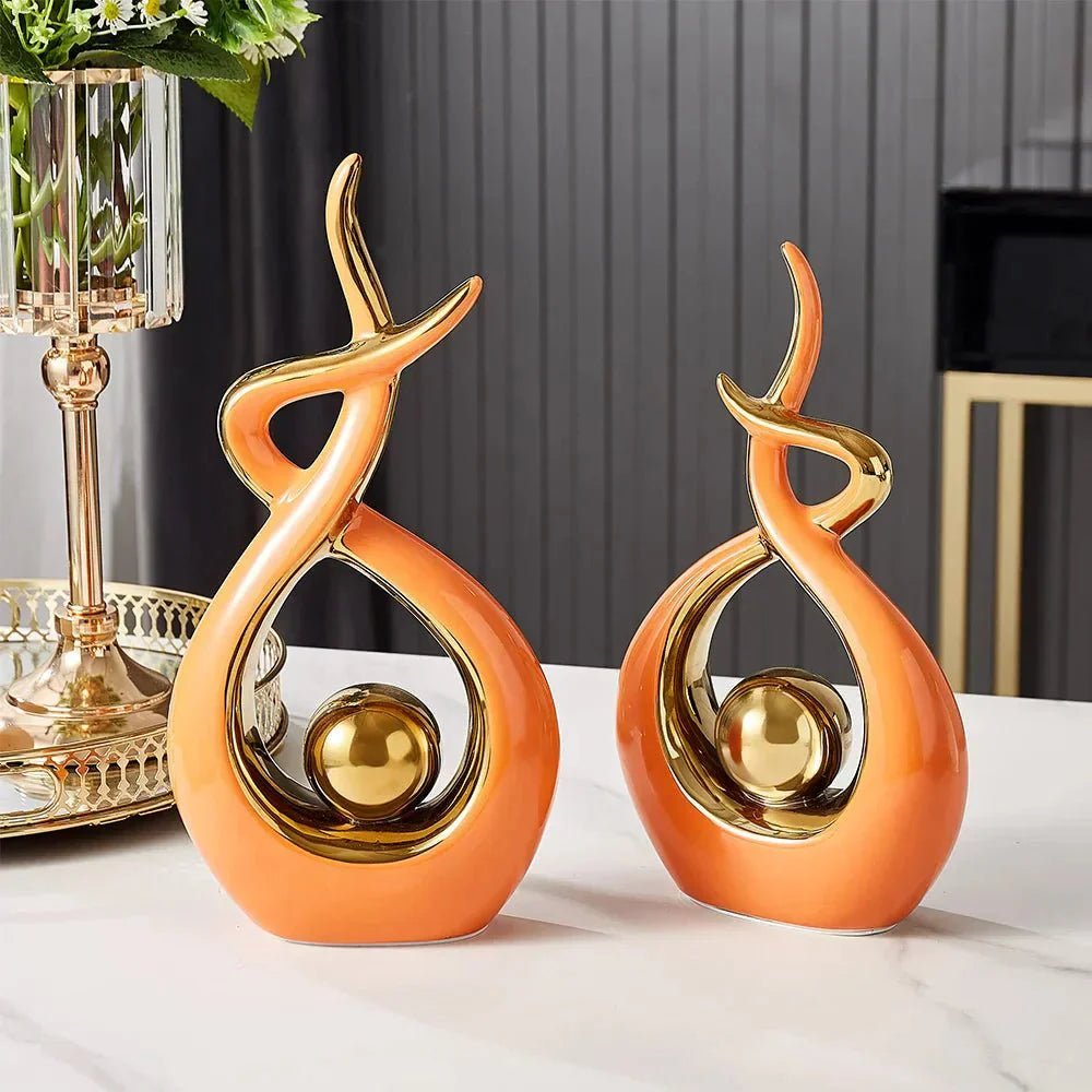 Abstract Ceramic Sculpture with Gold Detailing - Home by Lorena