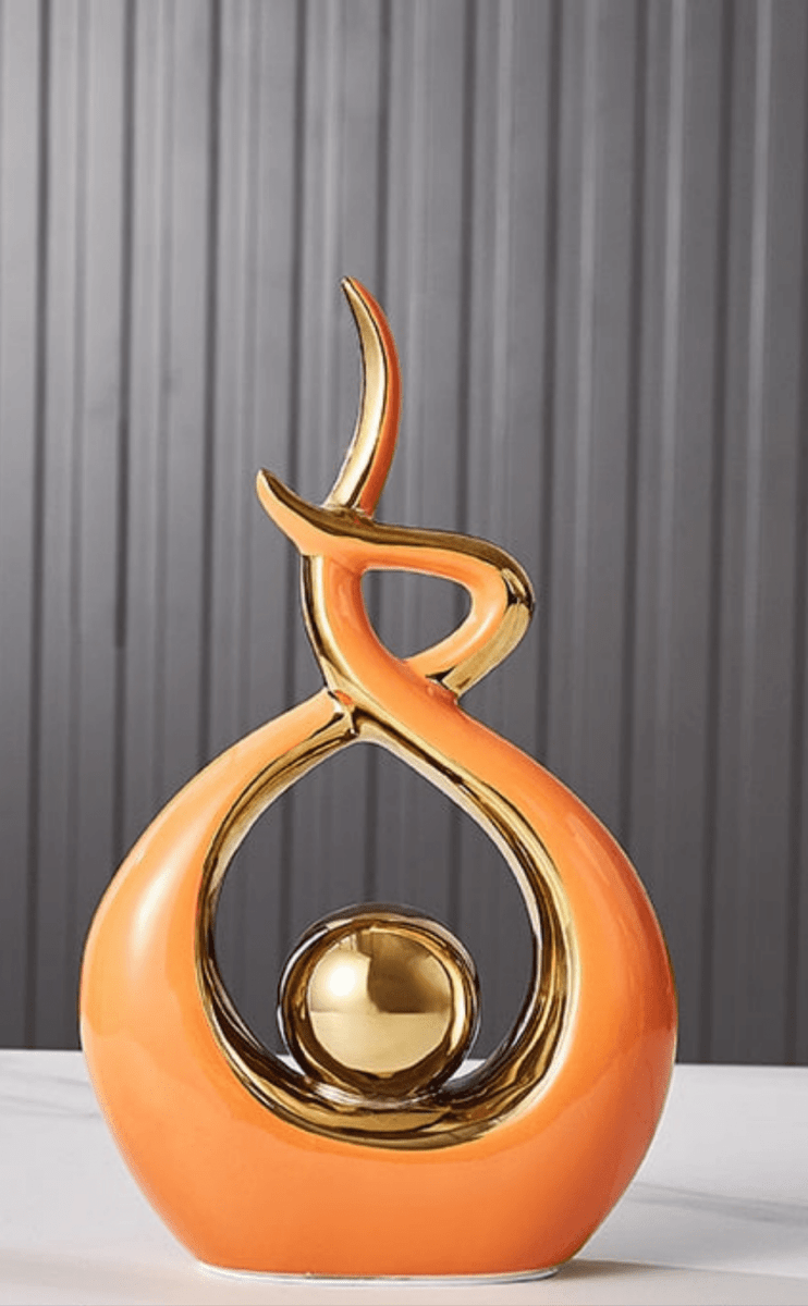 Abstract Ceramic Sculpture with Gold Detailing - Home by Lorena