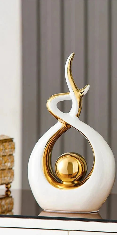 Abstract Ceramic Sculpture with Gold Detailing - Home by Lorena