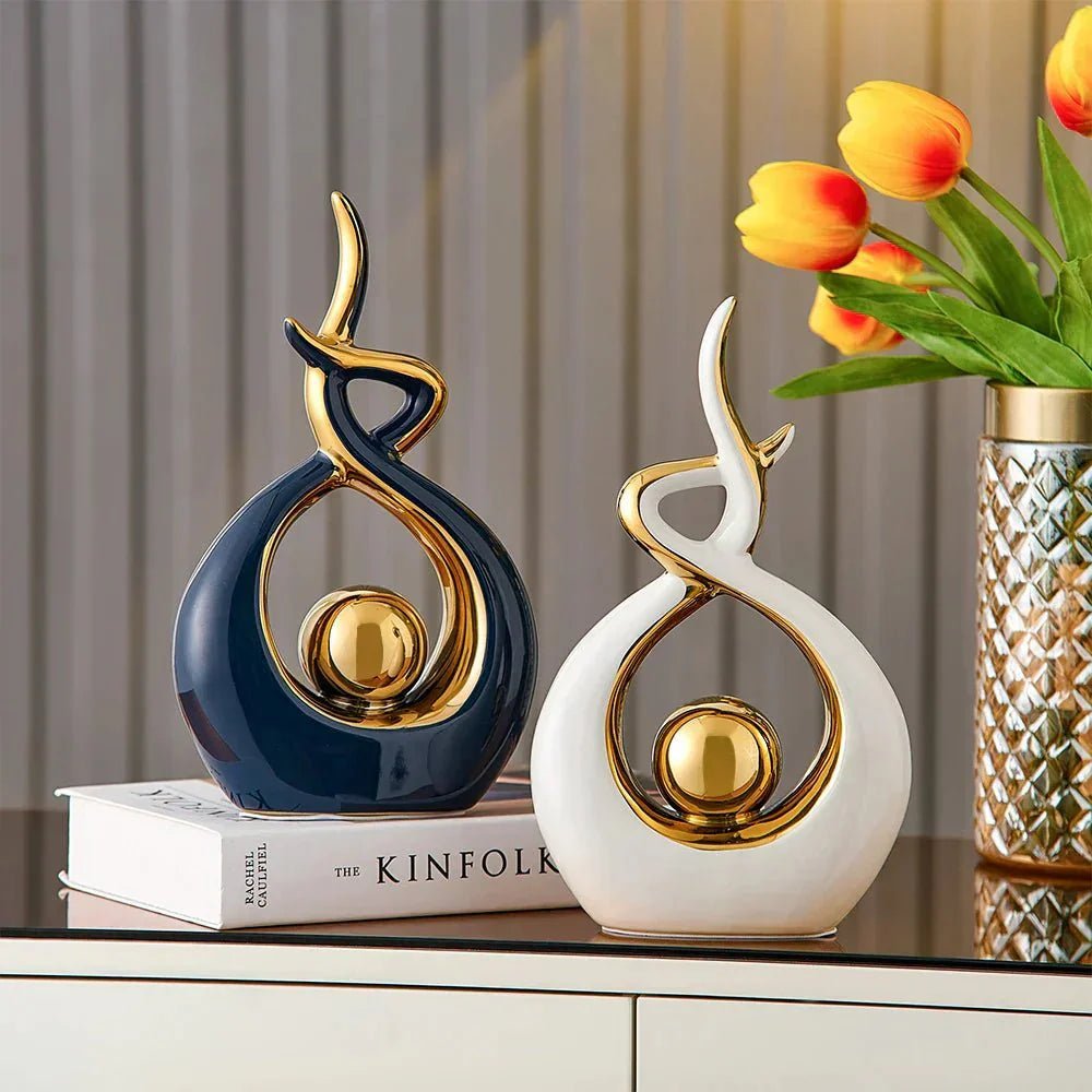 Abstract Ceramic Sculpture with Gold Detailing - Home by Lorena