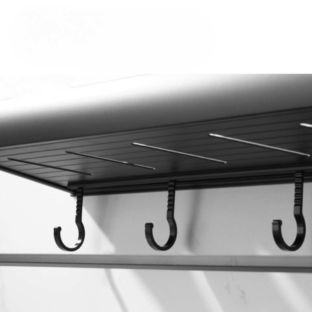 Aluminium Wall Shelf with Hooks for Bathroom Storage - Home by Lorena
