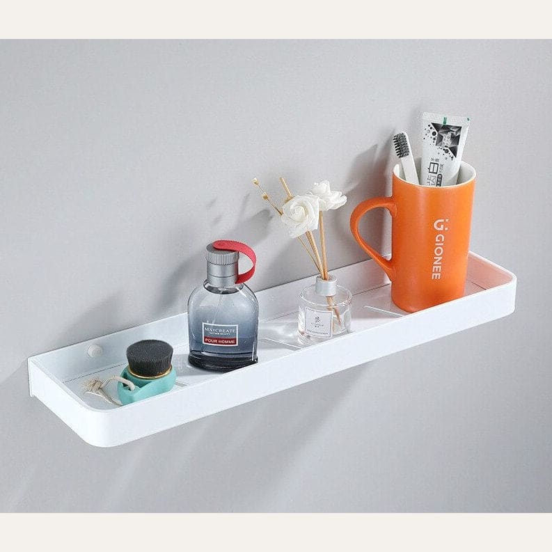Aluminium Wall Shelf with Hooks for Bathroom Storage - Home by Lorena