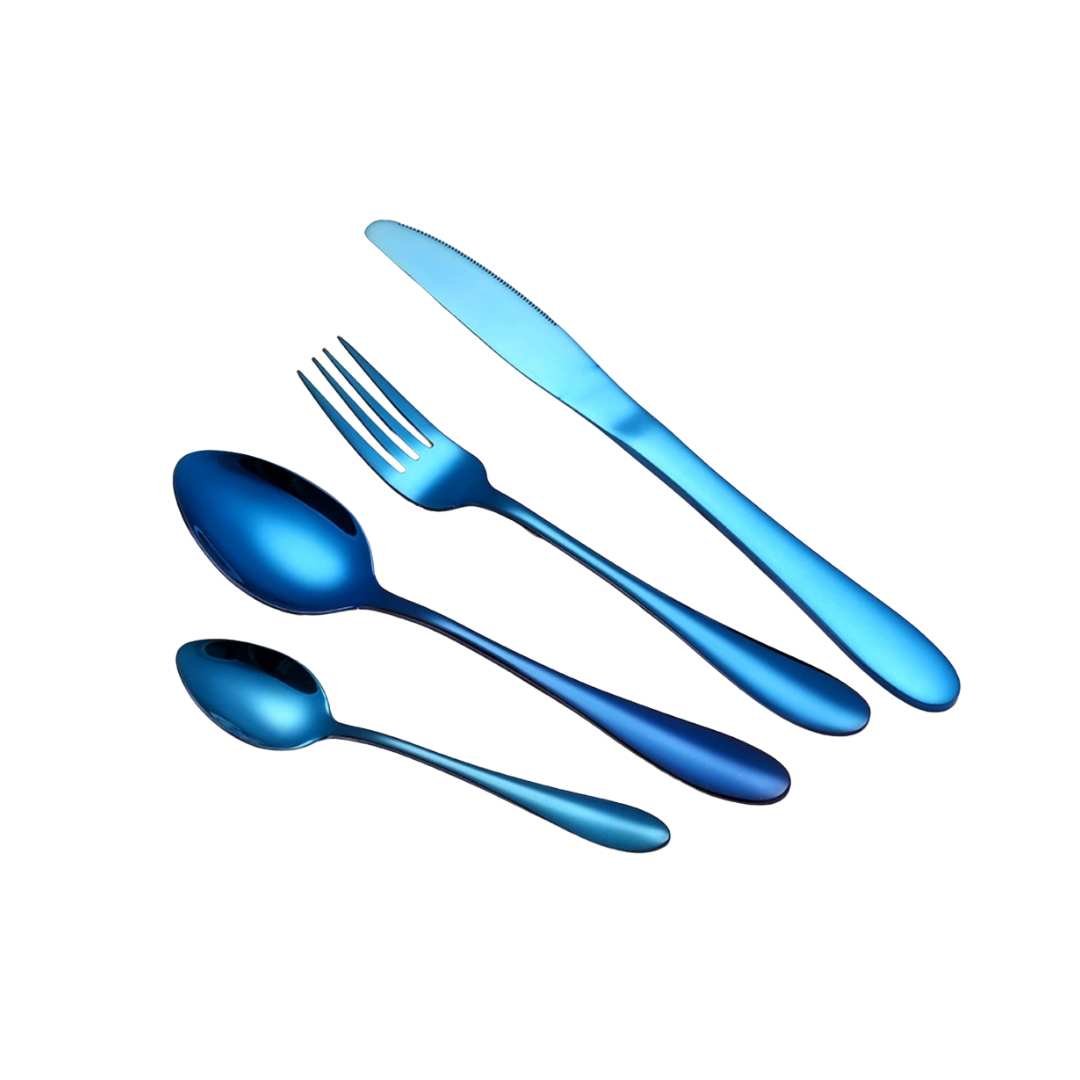 Blue Stainless Steel Cutlery Set, 4 Pieces - Home by Lorena