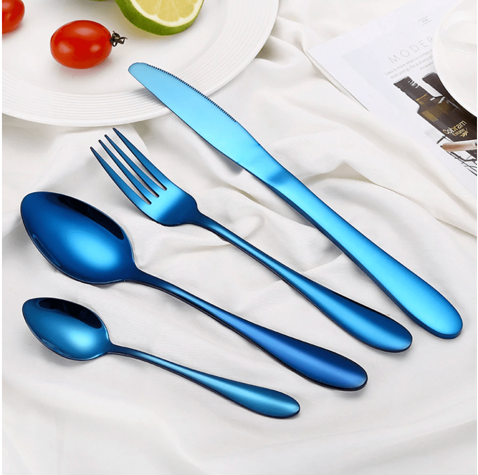 Blue Stainless Steel Cutlery Set, 4 Pieces - Home by Lorena