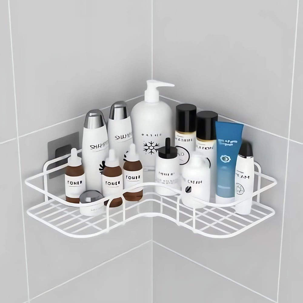 Corner Bathroom Storage Shelf in Stainless Steel - Home by Lorena