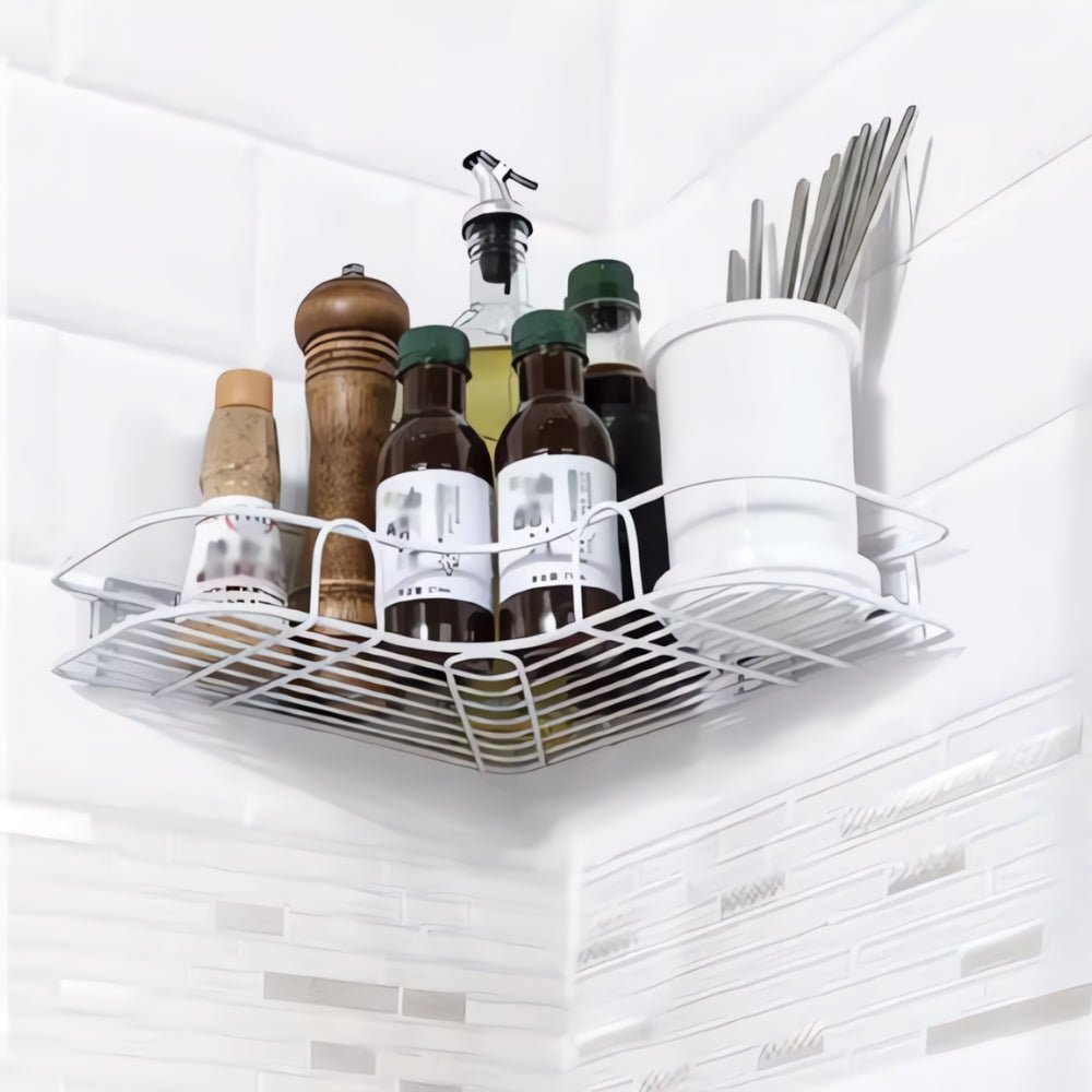 Corner Bathroom Storage Shelf in Stainless Steel - Home by Lorena