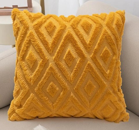 Cotton Linen Cushion Cover with 3D Diamond Pattern - Home by Lorena