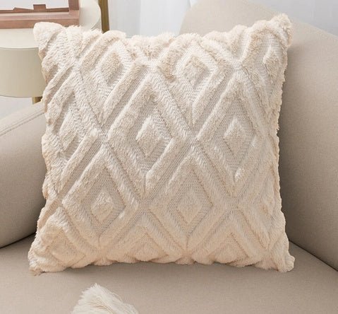 Cotton Linen Cushion Cover with 3D Diamond Pattern - Home by Lorena