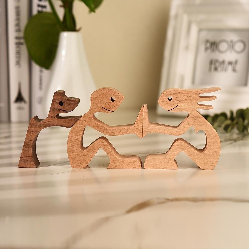 Handmade Wooden Dog Sculpture with Natural Grain Finish - Home by Lorena