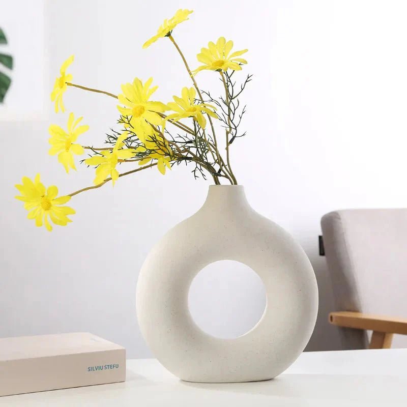 Home by Lorena – Ceramic Round Vase with Open Design - Home by Lorena