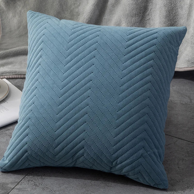 Quilted Velvet Cushion Cover with Wave Pattern, 45 x 45 cm - Home by Lorena