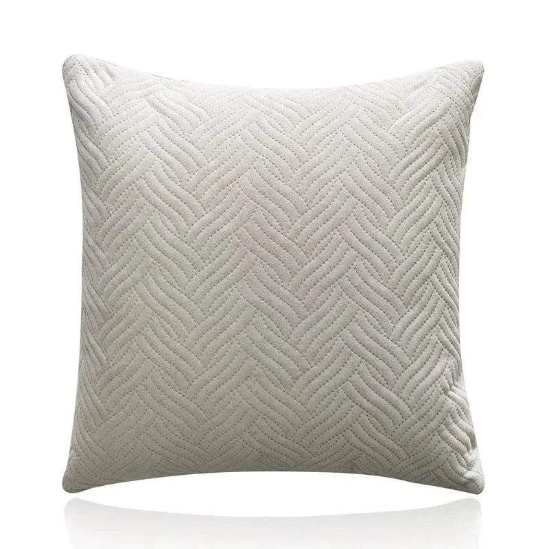 Quilted Velvet Cushion Cover with Wave Pattern, 45 x 45 cm - Home by Lorena