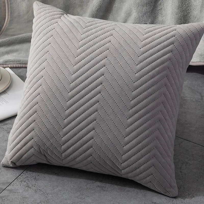 Quilted Velvet Cushion Cover with Wave Pattern, 45 x 45 cm - Home by Lorena