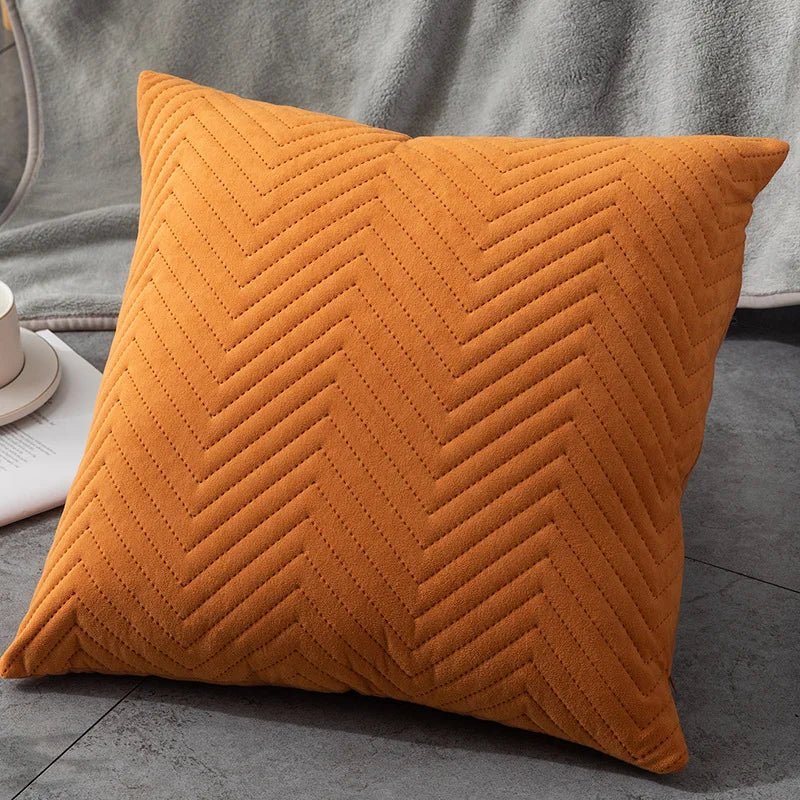 Quilted Velvet Cushion Cover with Wave Pattern, 45 x 45 cm - Home by Lorena