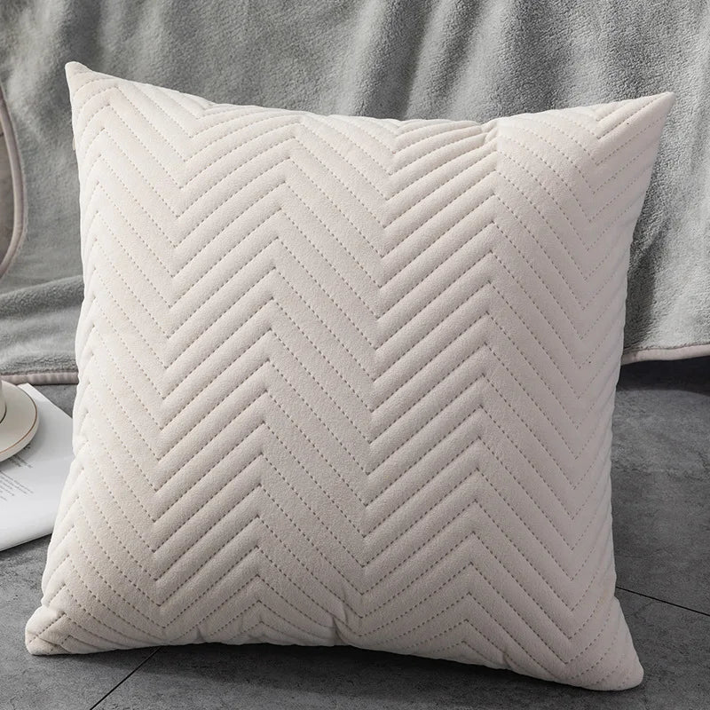 Quilted Velvet Cushion Cover with Wave Pattern, 45 x 45 cm - Home by Lorena