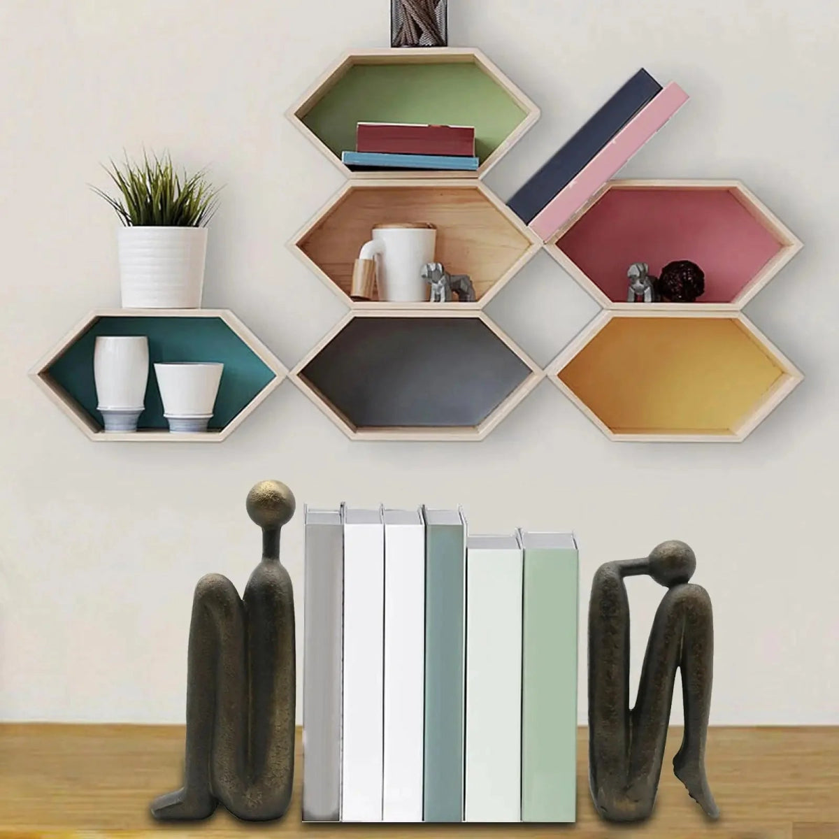 Resin Bookends with Sculptural Design, Pair - Home by Lorena