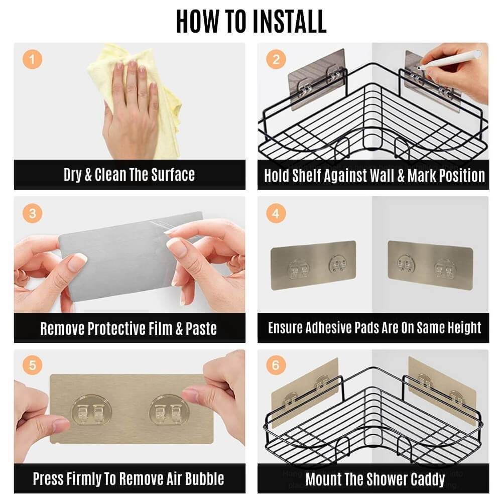 Self - Adhesive Shower Shelf with Anti - Rust Finish - Home by Lorena