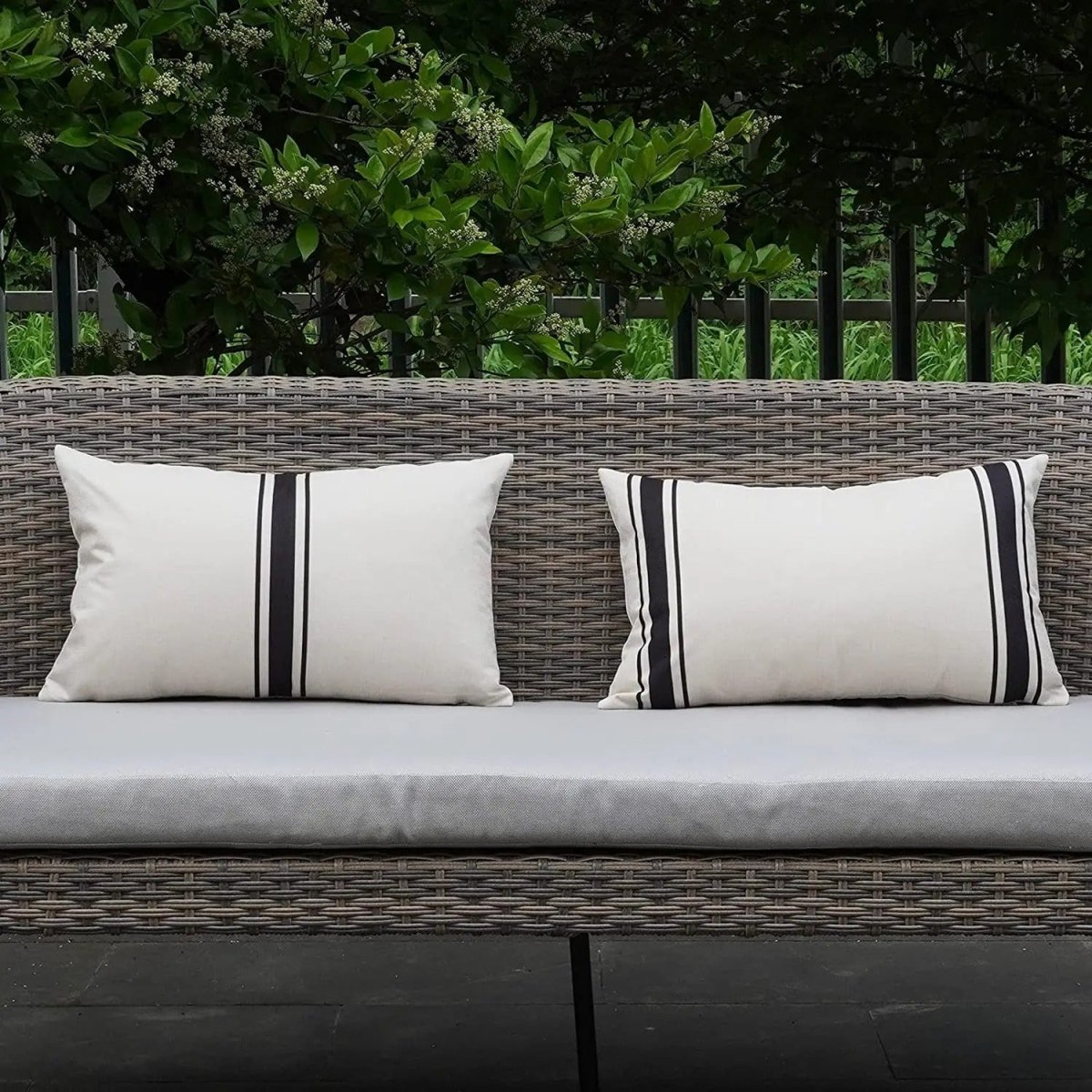 Set of 2 Waterproof Cushion Covers with Subtle Stripe Pattern - Home by Lorena