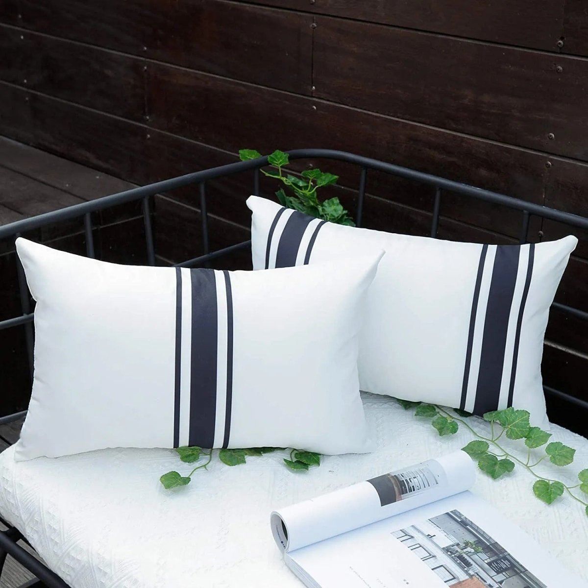 Set of 2 Waterproof Cushion Covers with Subtle Stripe Pattern - Home by Lorena