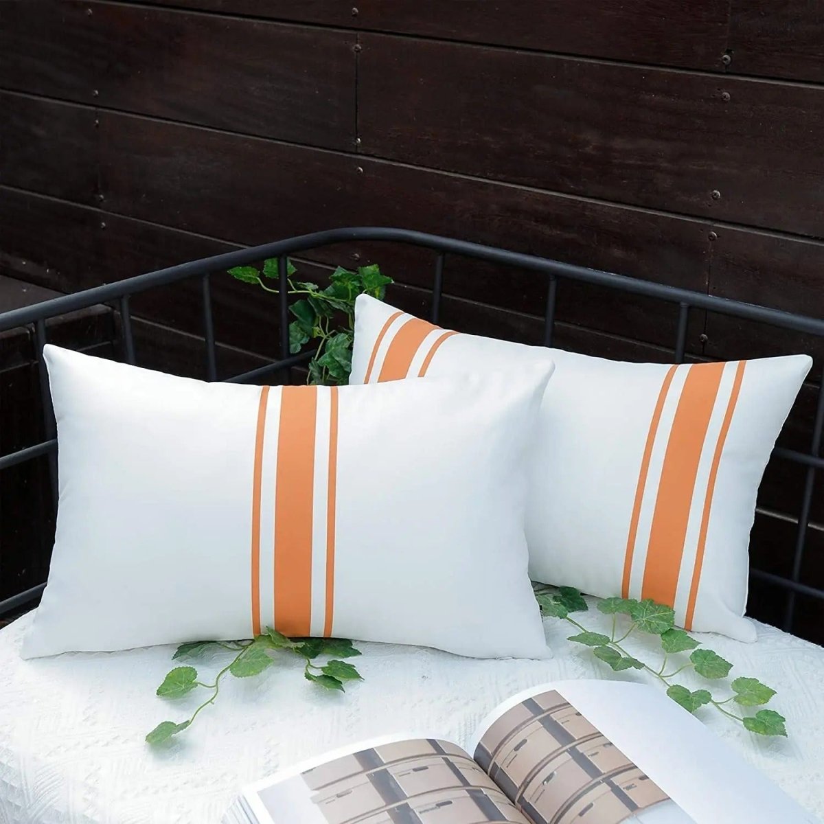 Set of 2 Waterproof Cushion Covers with Subtle Stripe Pattern - Home by Lorena