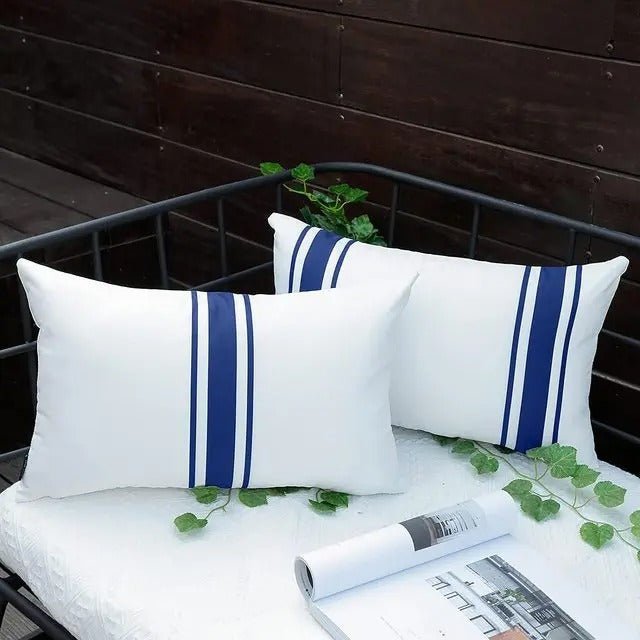 Set of 2 Waterproof Cushion Covers with Subtle Stripe Pattern - Home by Lorena