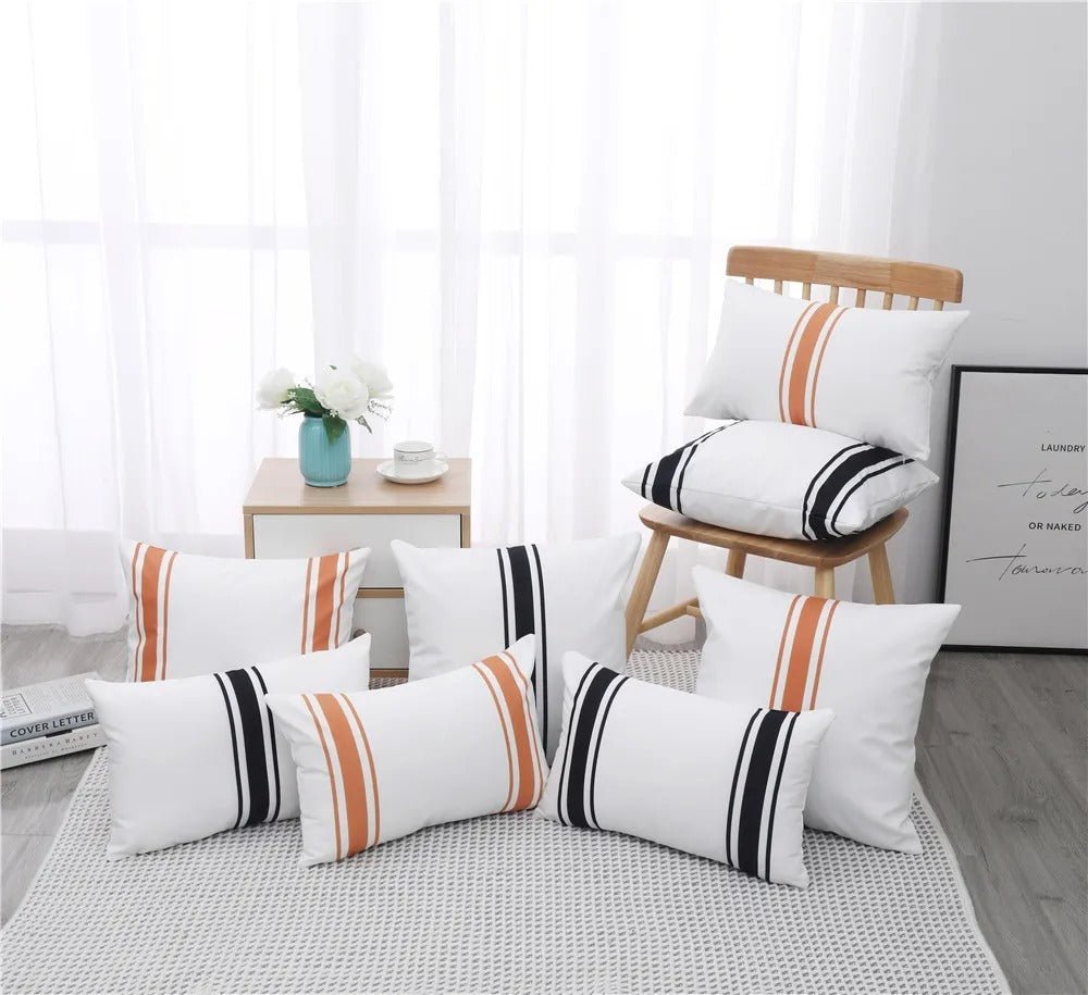 Set of 2 Waterproof Cushion Covers with Subtle Stripe Pattern - Home by Lorena