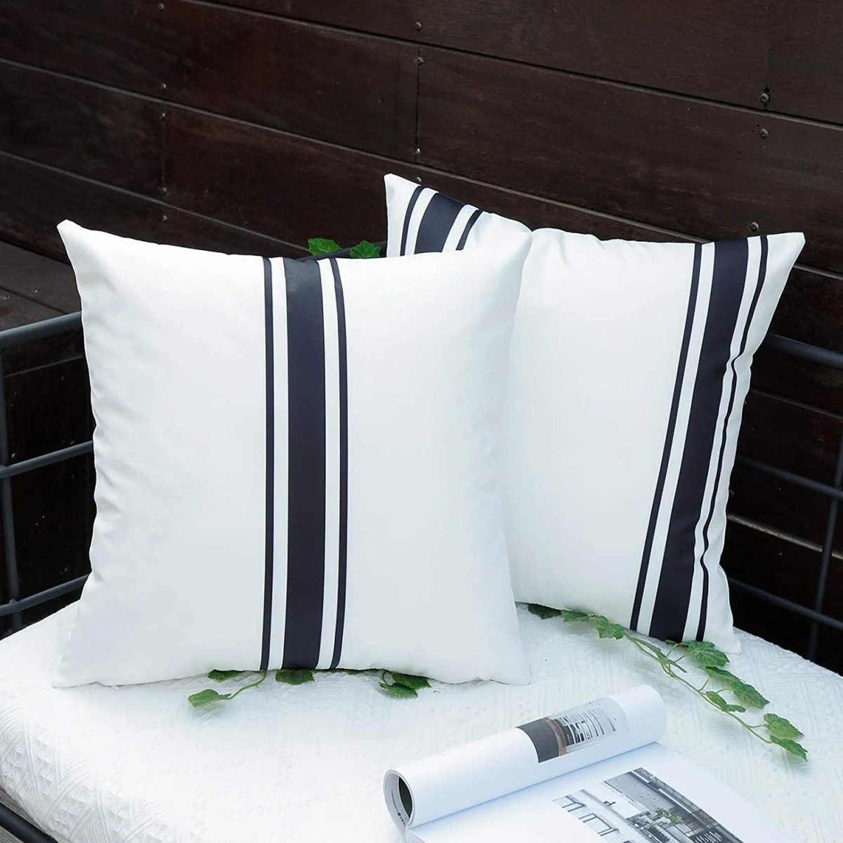 Set of 2 Waterproof Cushion Covers with Subtle Stripe Pattern - Home by Lorena