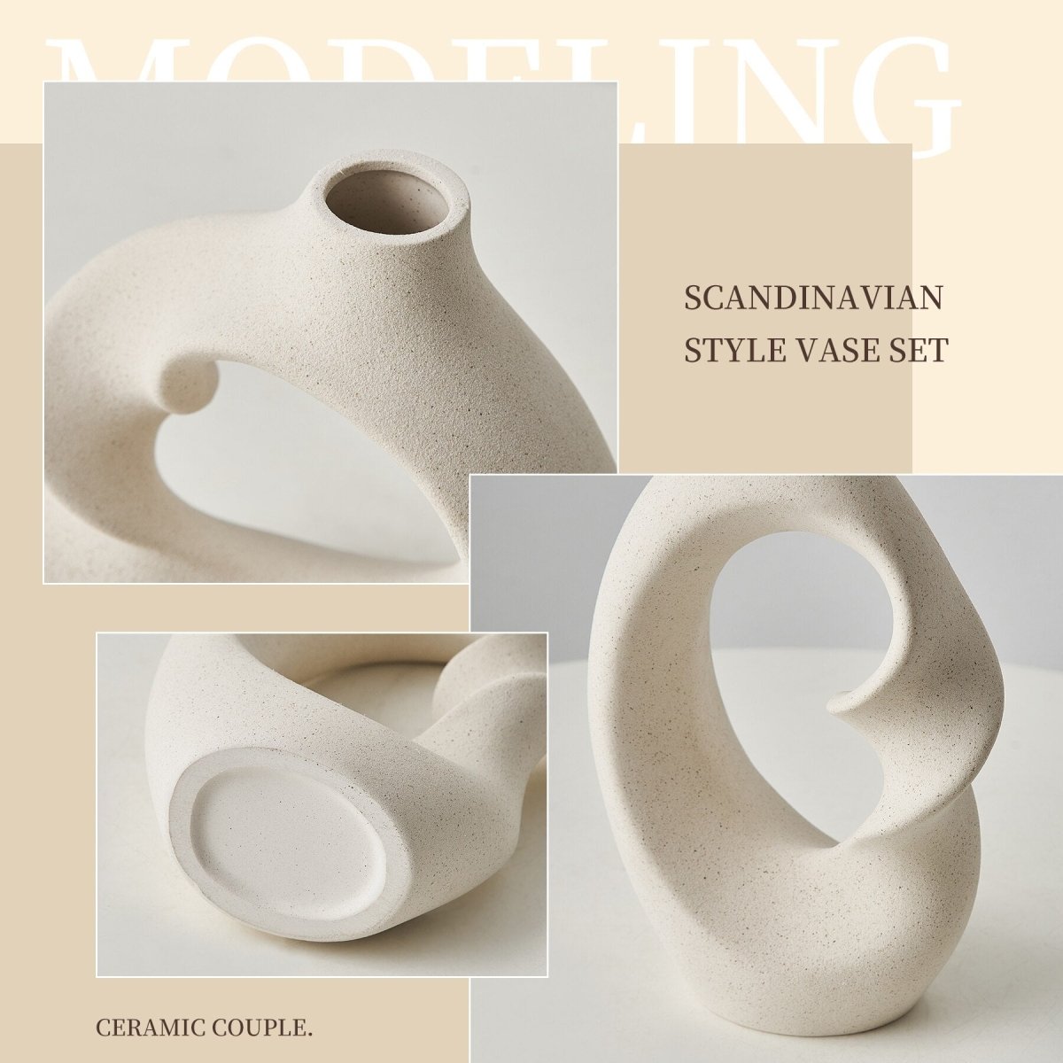 Set of Two Textured Ceramic Vases in Nordic Style - Home by Lorena
