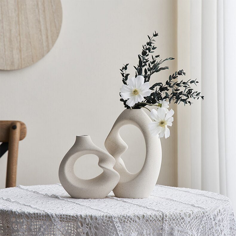 Set of Two Textured Ceramic Vases in Nordic Style - Home by Lorena