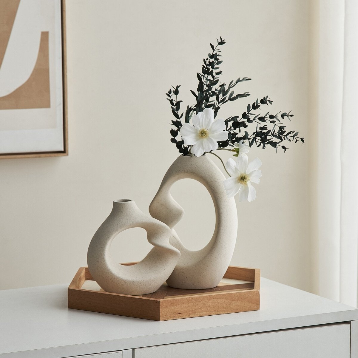 Set of Two Textured Ceramic Vases in Nordic Style - Home by Lorena
