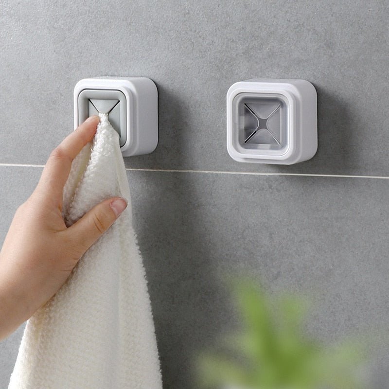 Square Towel Clip with Adhesive Back, White Base - Home by Lorena