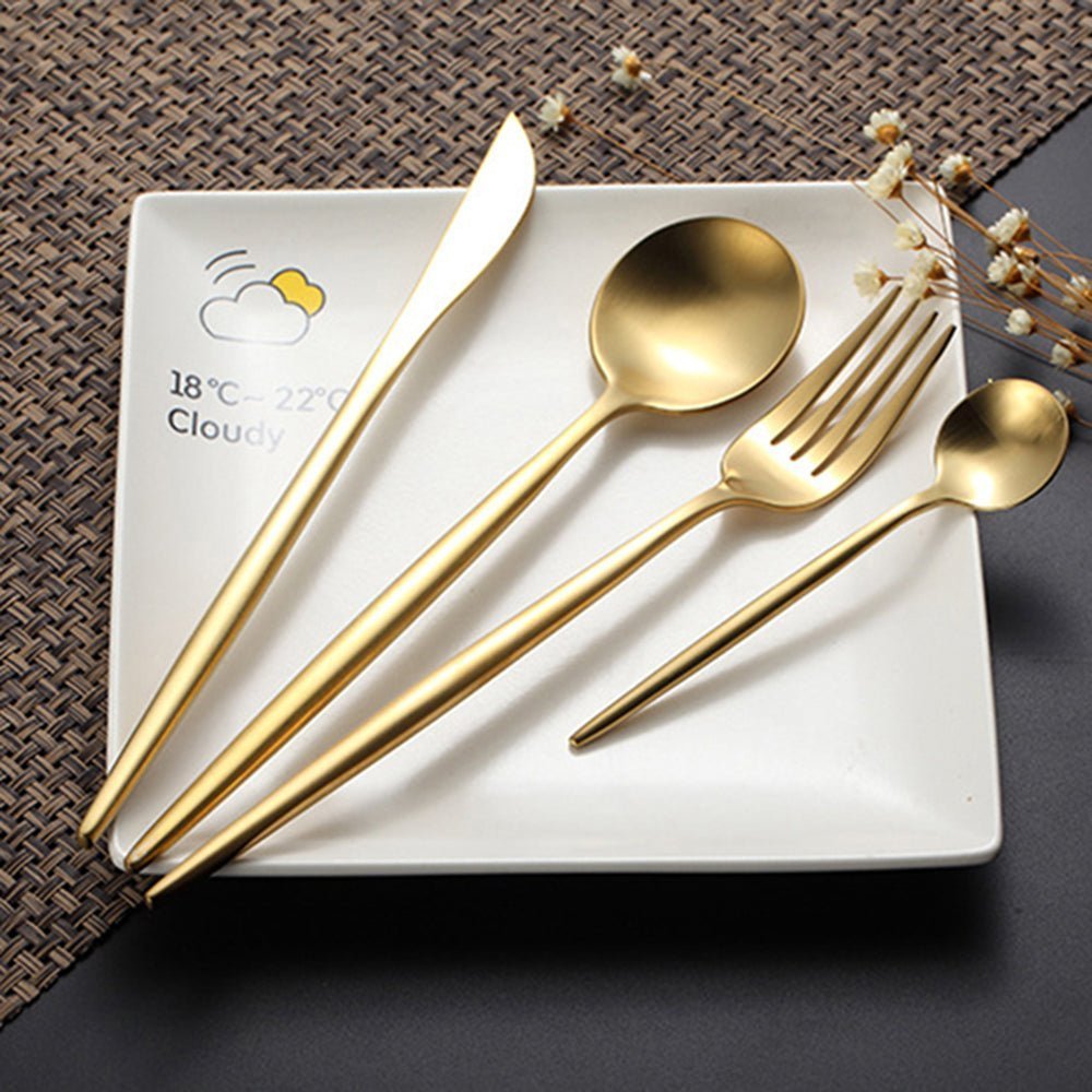 Stainless Steel Cutlery Set with Brushed Gold Finish - Home by Lorena