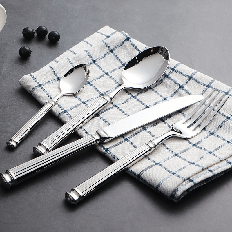 Stainless Steel Cutlery Set with Classical Detailing, 4 - Piece - Home by Lorena