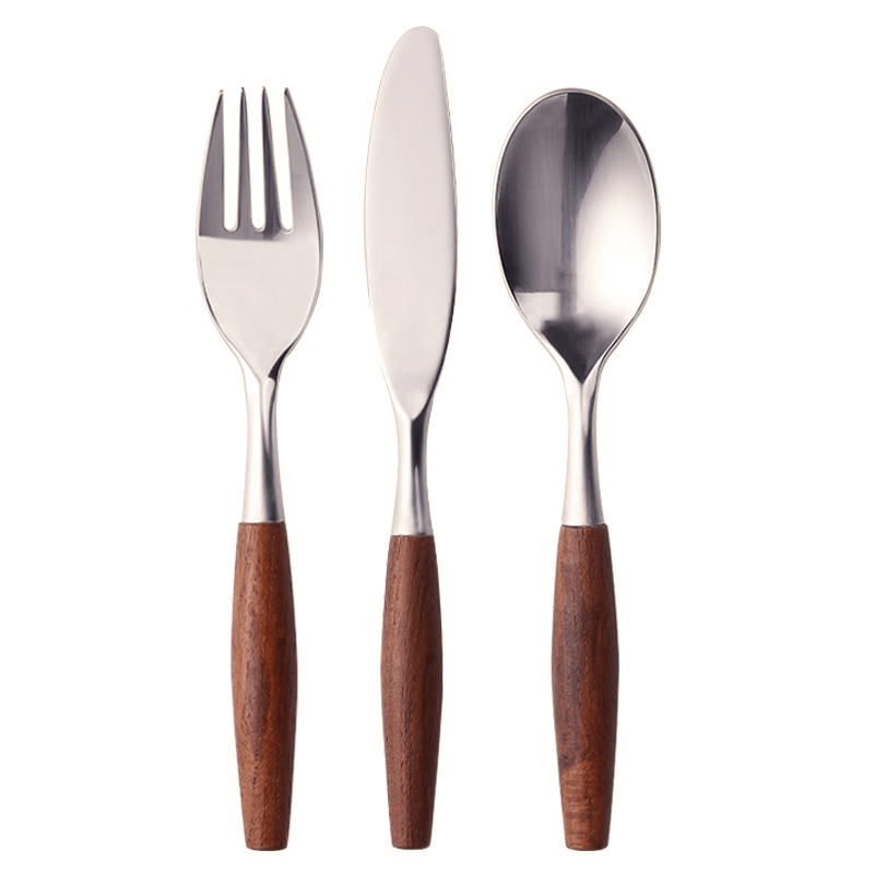 Stainless Steel Cutlery Set with Natural Wood Handles, 5 - Piece - Home by Lorena