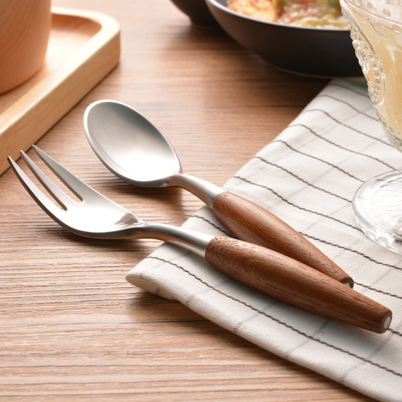 Stainless Steel Cutlery Set with Natural Wood Handles, 5 - Piece - Home by Lorena