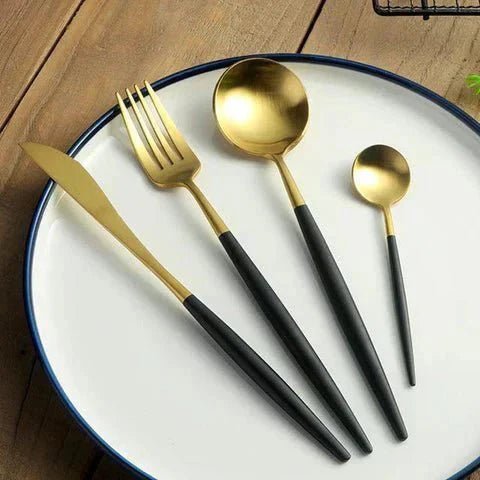 Stainless Steel Cutlery Set with Titanium Mirror Finish, 24 Pieces - Home by Lorena