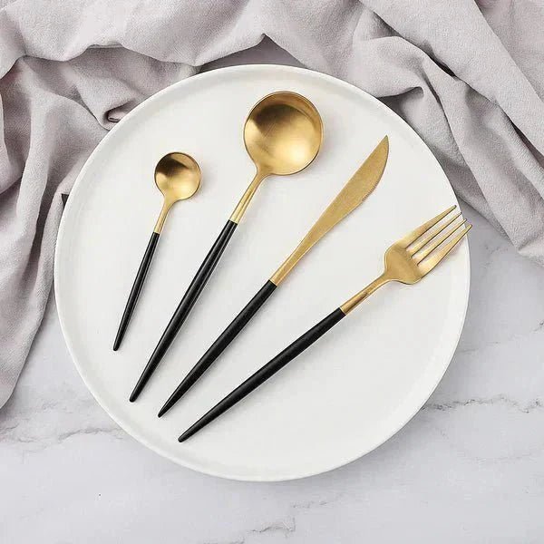 Stainless Steel Cutlery Set with Titanium Mirror Finish, 24 Pieces - Home by Lorena