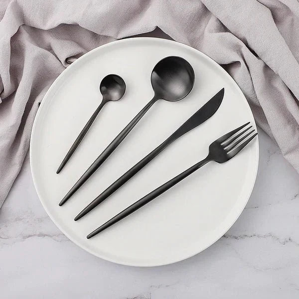 Stainless Steel Cutlery Set with Titanium Mirror Finish, 24 Pieces - Home by Lorena