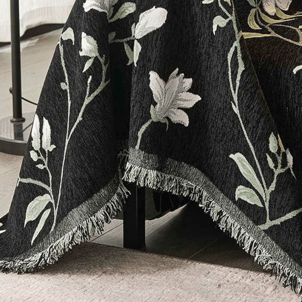 Vintage Floral Chenille Sofa Cover with Fringe Border - Home by Lorena