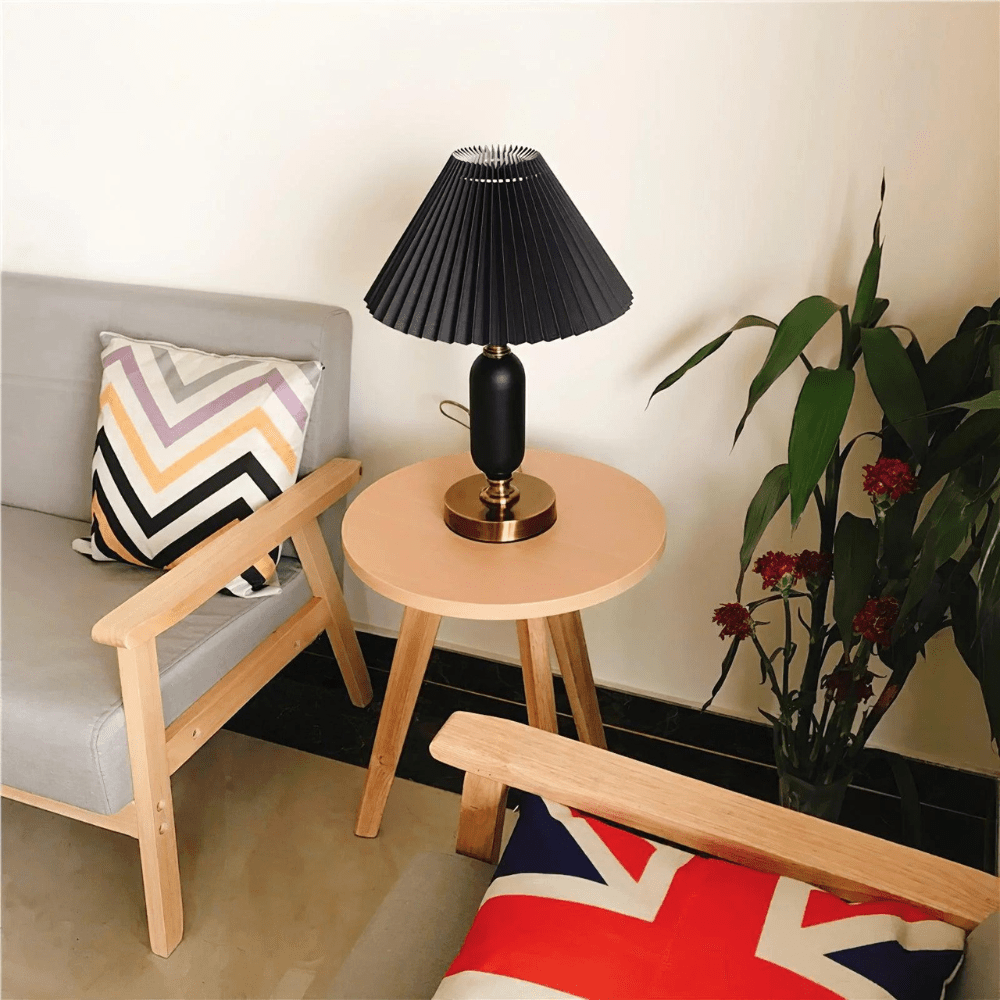 Vintage - Inspired Table Lamp with Fabric Shade, Metal Base - Home by Lorena