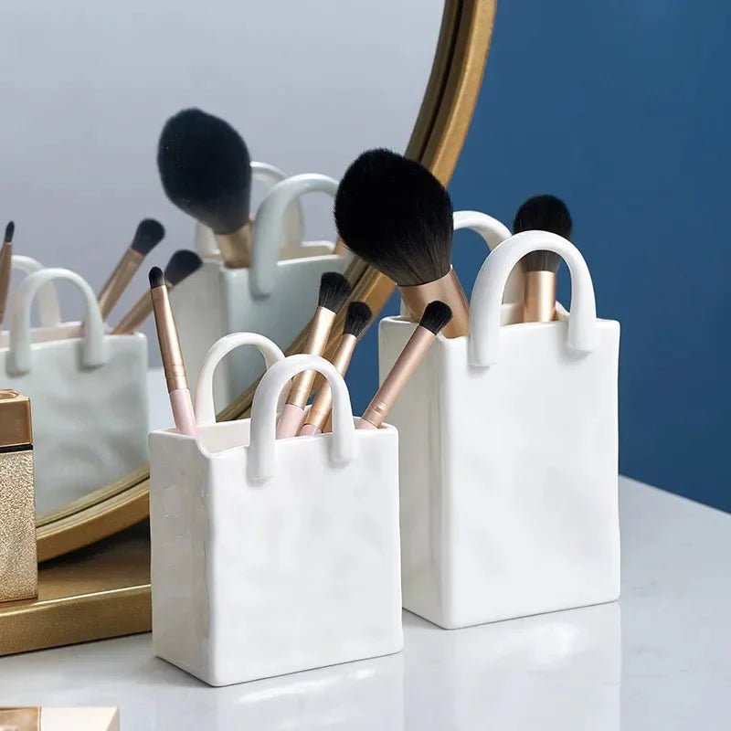 White Ceramic Vase with Handbag - Inspired Silhouette - Home by Lorena